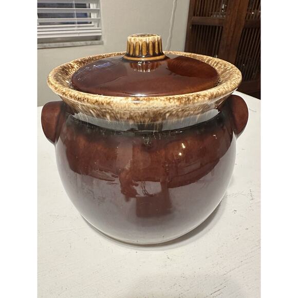 HULL Vintage Oven Proof Brown Drip Glaze Individual Bean Crock Pot Made in USA - Picture 1 of 11